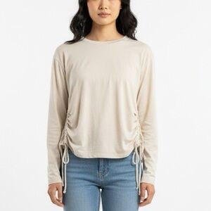 Lululemon Side Cinch Long Sleeve Shirt – Beige, Size 10, Adjustable Fit